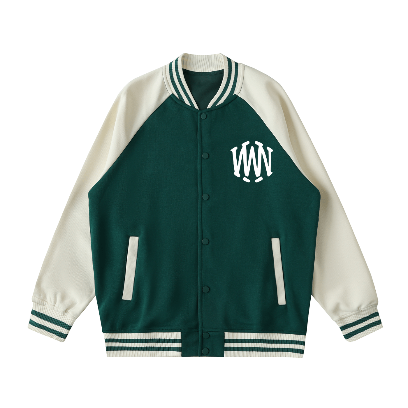Two Tone Raglan Sleeve Varsity Jacket - Wolvyn Apparel