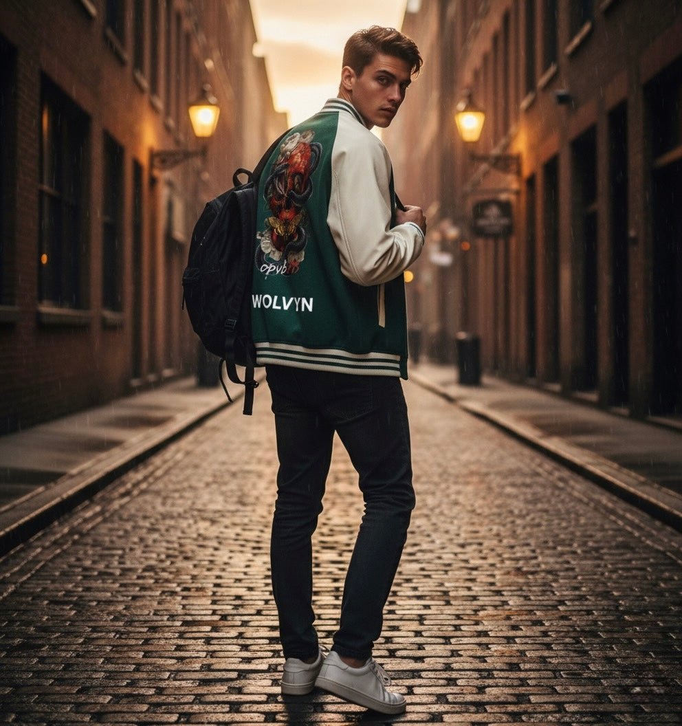 Two Tone Raglan Sleeve Varsity Jacket - Wolvyn Apparel