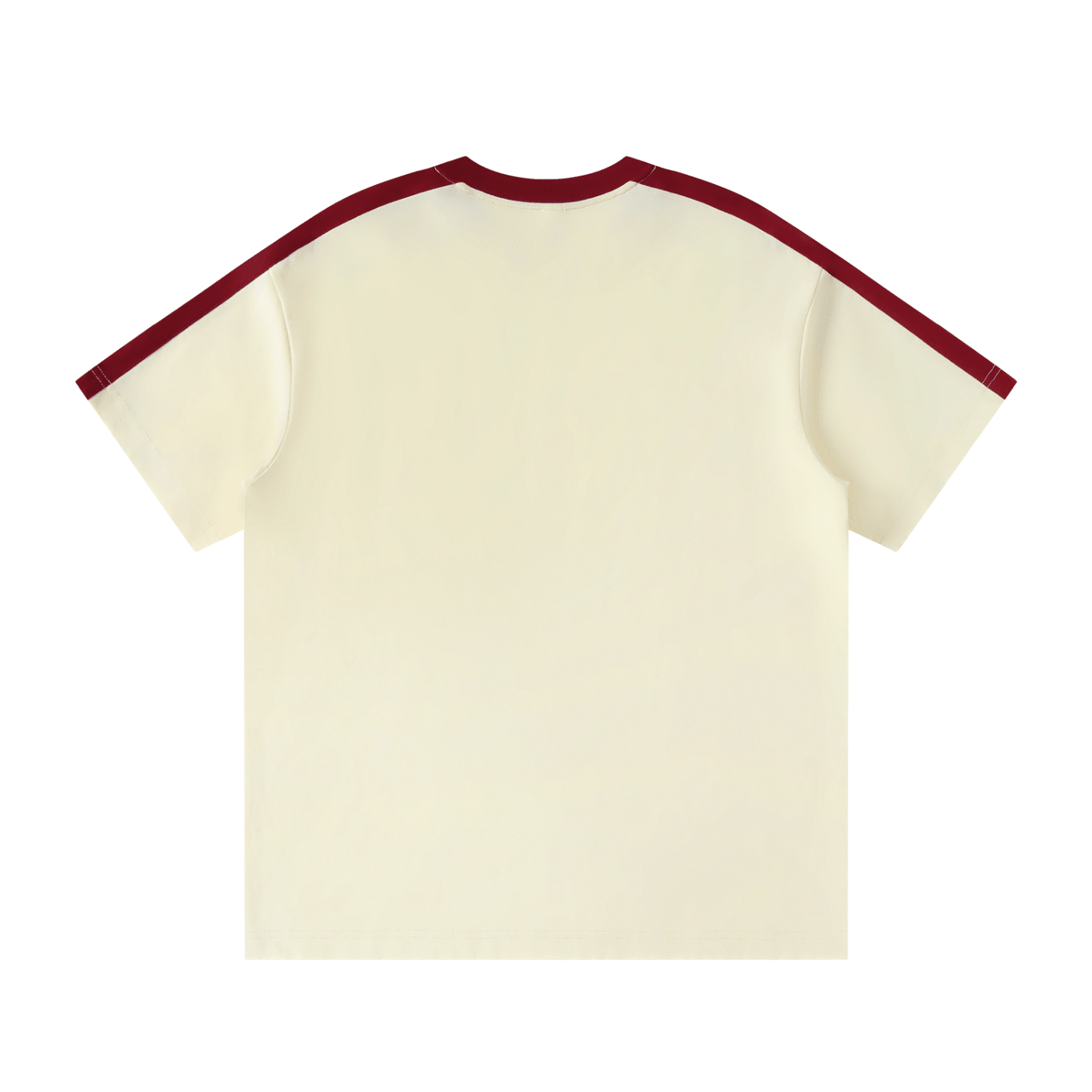 Unisex colorblock striped t-shirt with bold color panels, front and back views.