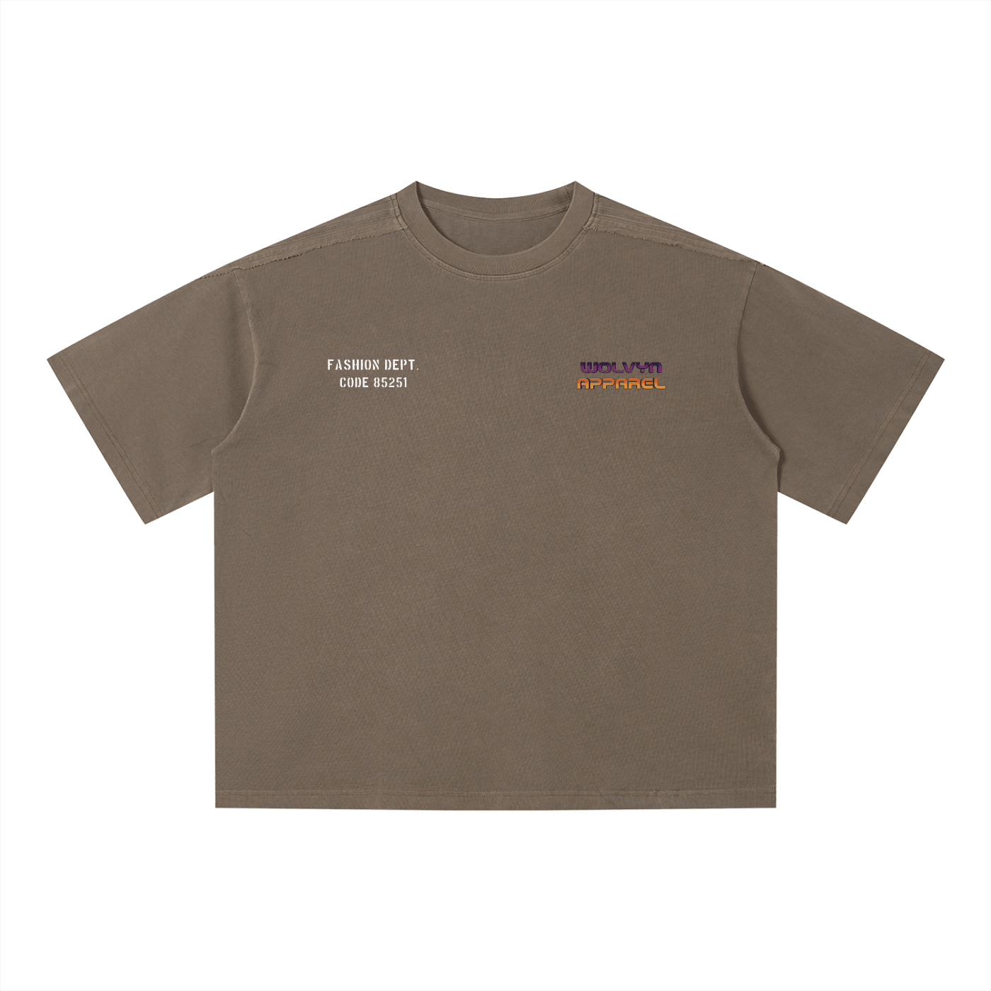 Unisex vintage wash boxy t-shirt in brown with front chest graphic and text details