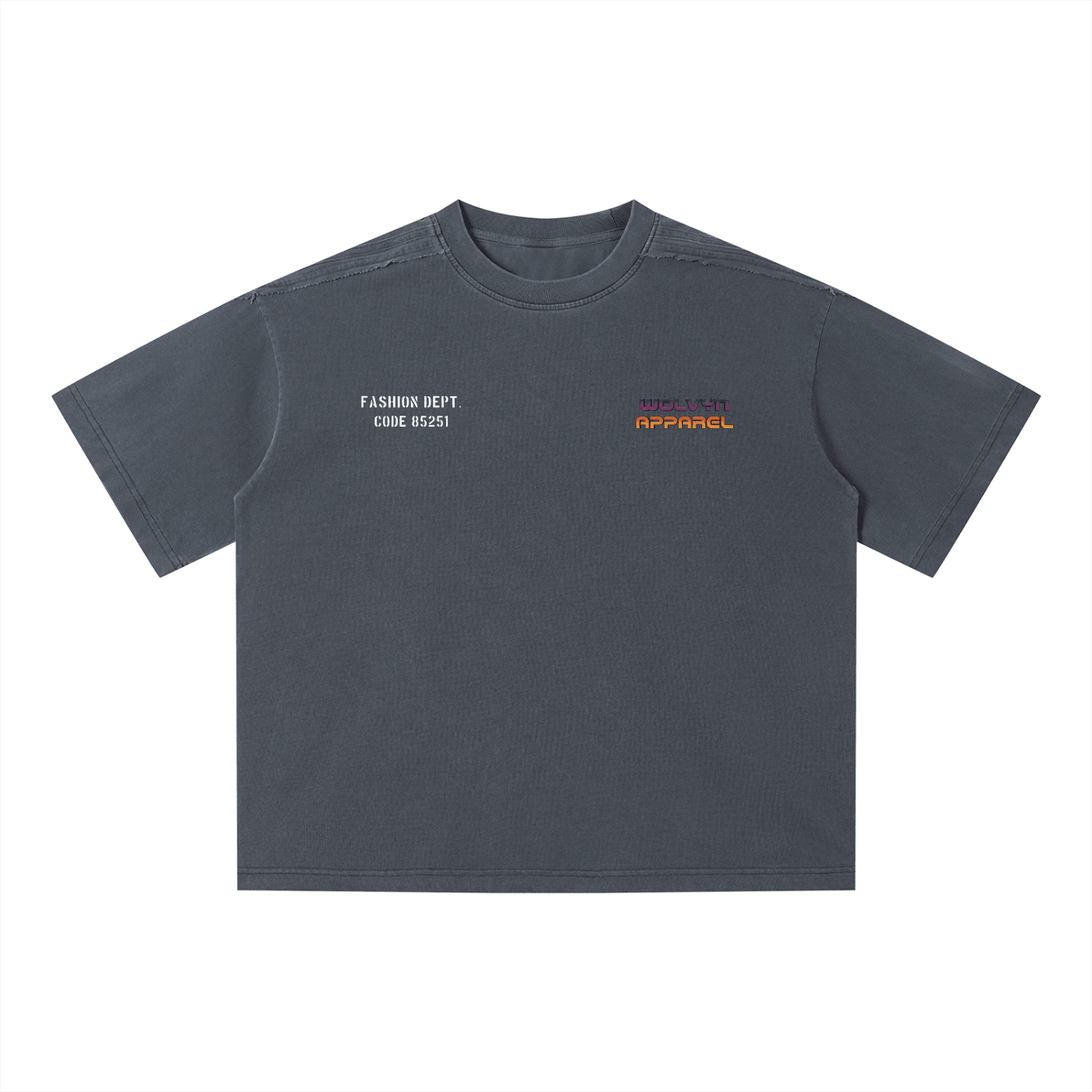 Unisex vintage wash boxy t-shirt in charcoal with printed chest graphics and oversized fit.