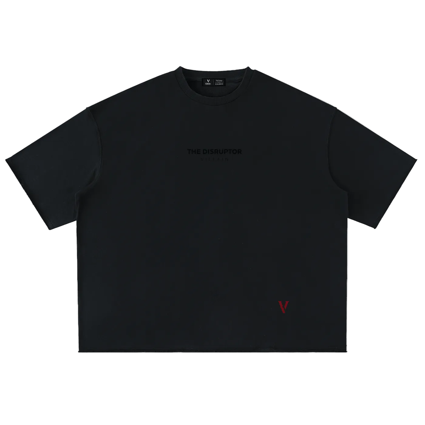 Villain by Wolvyn Apparel "Disruptor Dark Text" Washed Rolled Hem Half Sleeve T-Shirt - Wolvyn Apparel