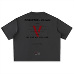 Villain by Wolvyn Apparel "Disruptor Dark Text" Washed Rolled Hem Half Sleeve T-Shirt - Wolvyn Apparel