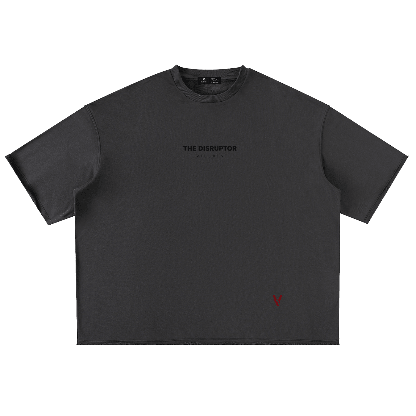 Villain by Wolvyn Apparel "Disruptor Dark Text" Washed Rolled Hem Half Sleeve T-Shirt - Wolvyn Apparel
