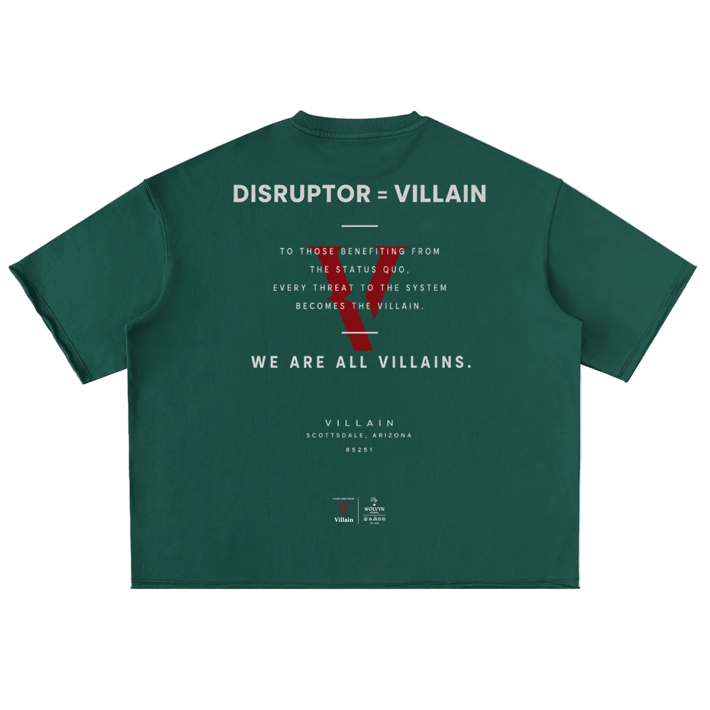 Villain by Wolvyn Apparel "Disruptor" Washed Rolled Hem Half Sleeve T-Shirt - Wolvyn Apparel