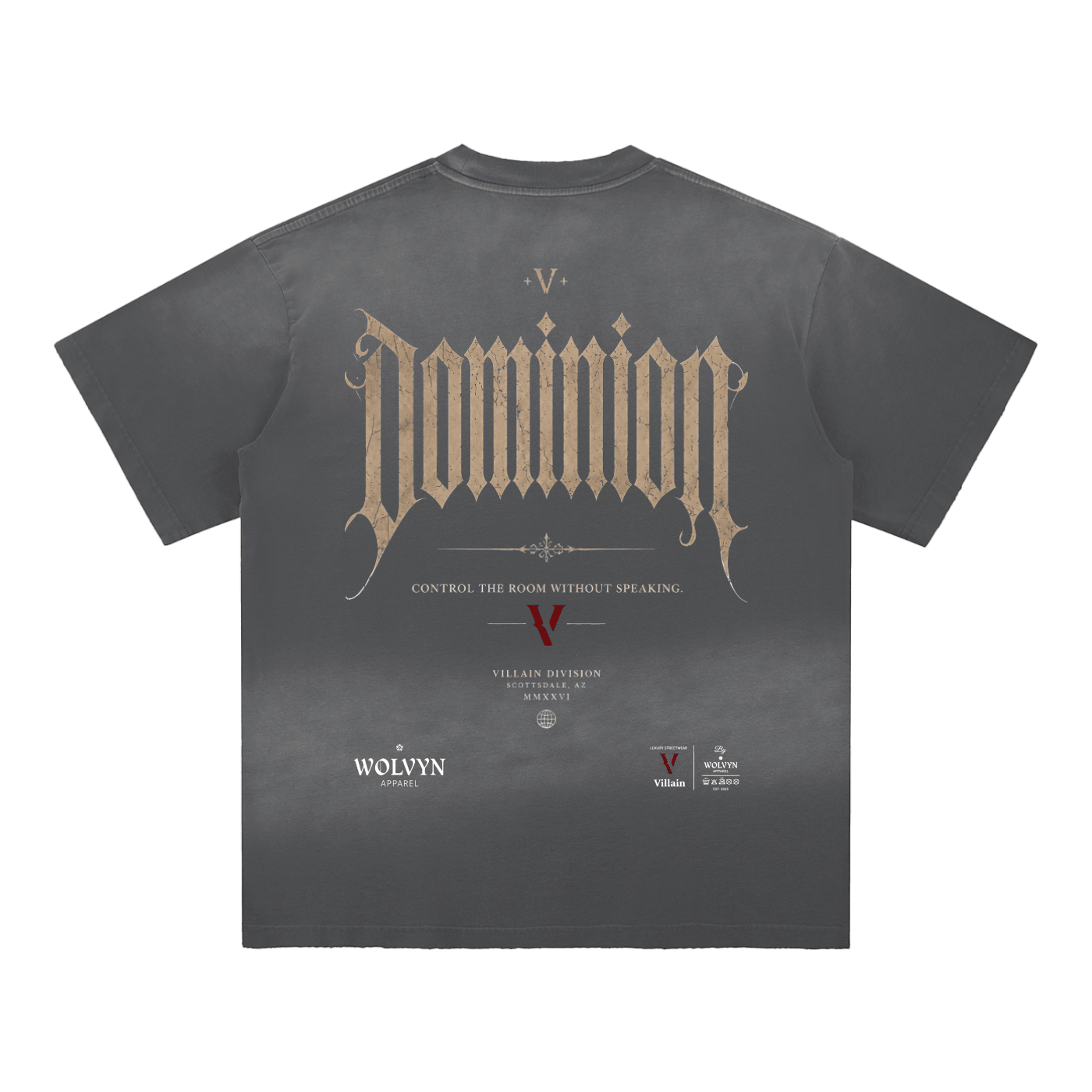 Villain by Wolvyn Apparel "Dominion 2" Sun Fade Hand - Frayed Cotton T-Shirt - Wolvyn Apparel