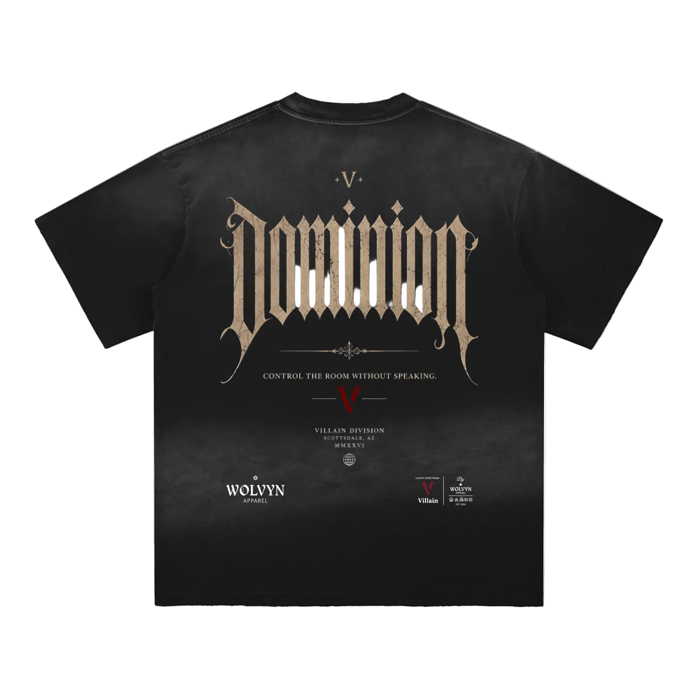 Villain by Wolvyn Apparel "Dominion 2" Sun Fade Hand - Frayed Cotton T-Shirt - Wolvyn Apparel
