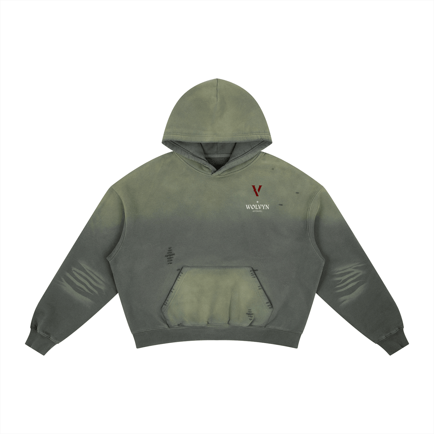 Villain by Wolvyn Apparel - Dominion Collection - Frayed Sunfade Boxy Fleece Hoodie - Wolvyn Apparel