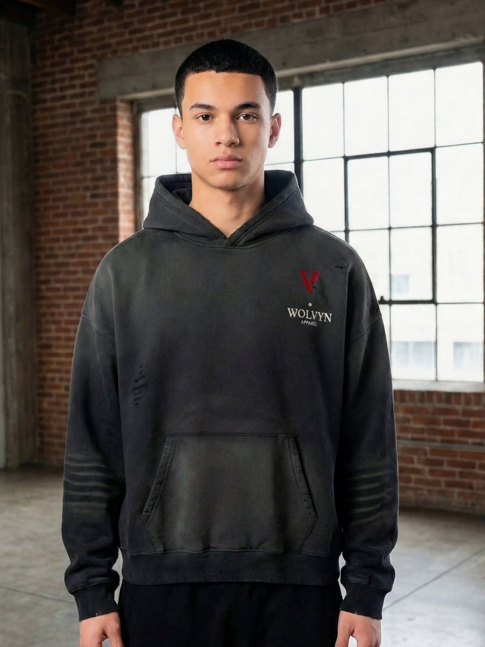 Villain by Wolvyn Apparel - Dominion Collection - Frayed Sunfade Boxy Fleece Hoodie - Wolvyn Apparel