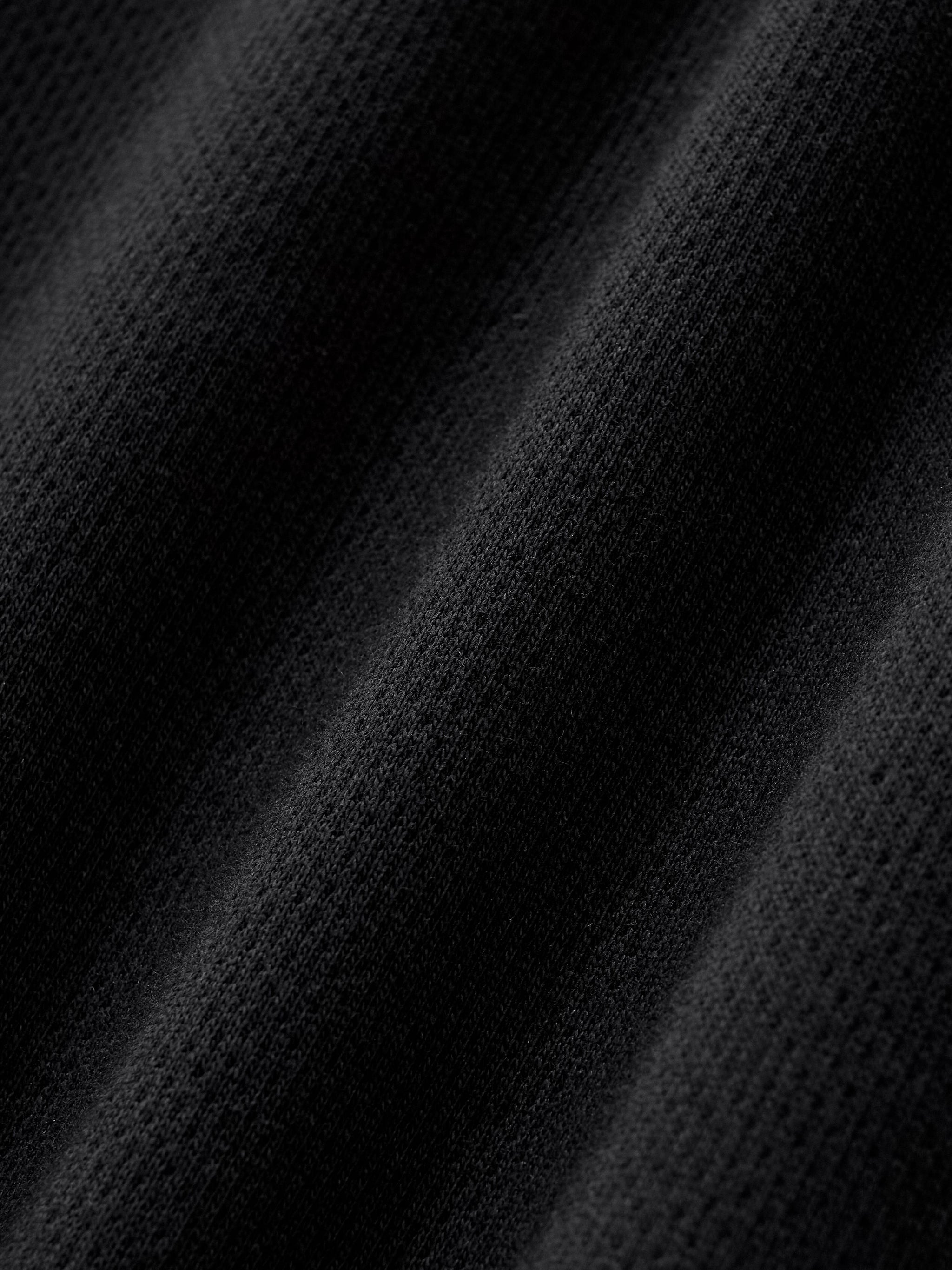 Close-up of black fleece fabric texture, heavyweight streetwear material