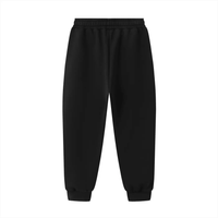 Black heavyweight jogger sweatpants with elastic waistband and cuffs on white background.