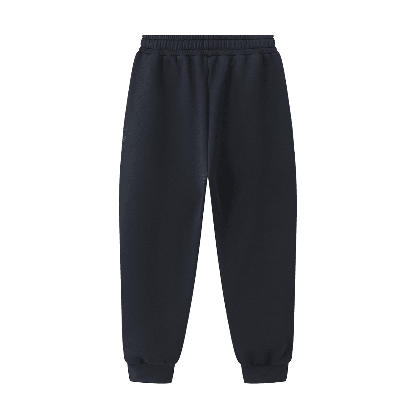 Black essential drawstring jogger sweatpants with elastic waistband and cuffed ankles