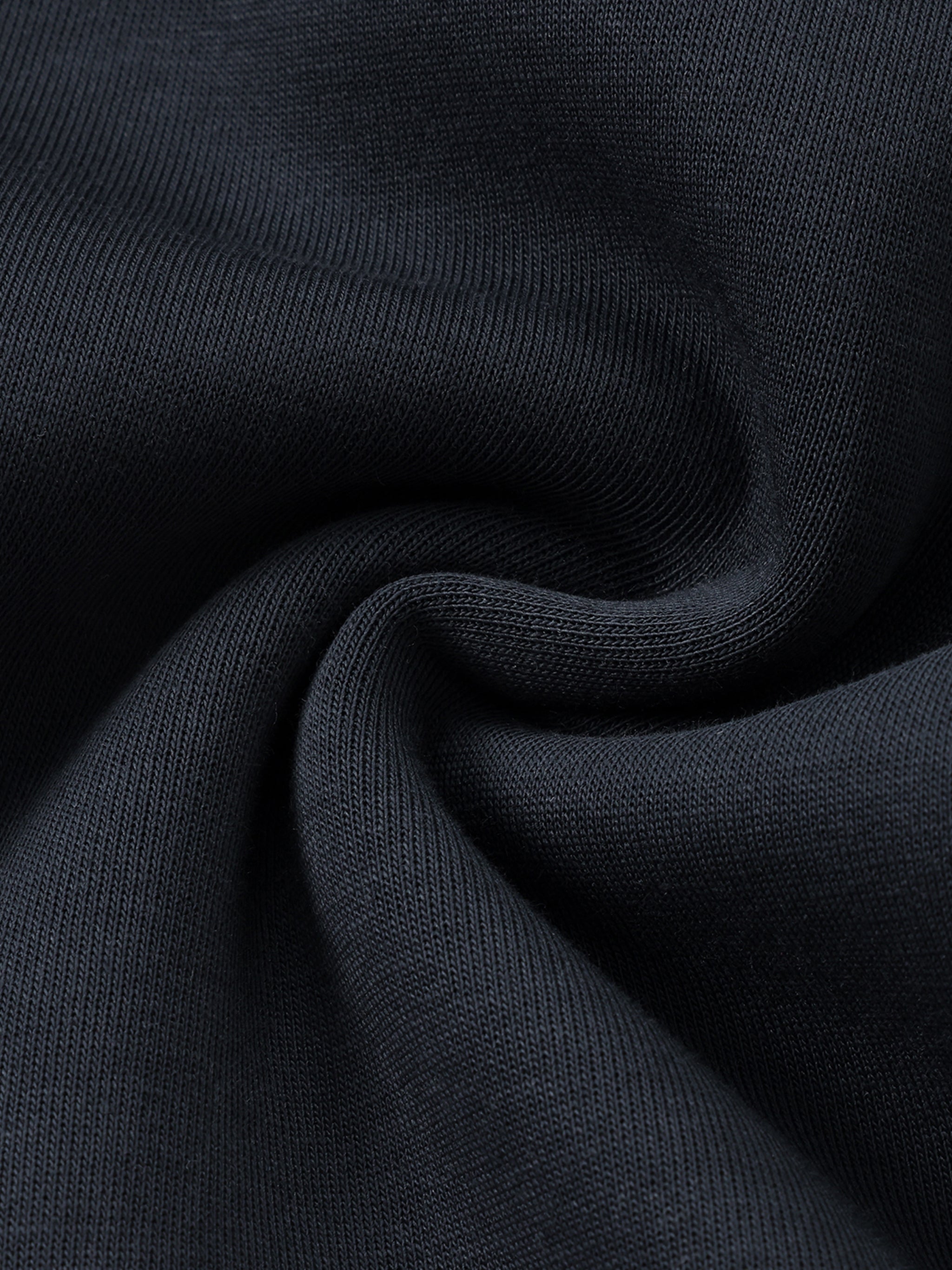 Close-up of heavyweight black jogger sweatpants fabric texture