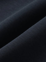 Close-up of heavyweight black sweatpants fabric with visible knit texture