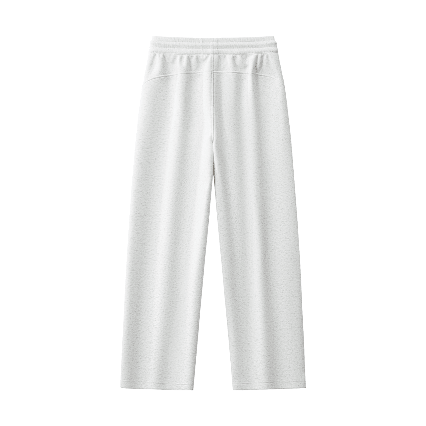 White straight leg sweatpants with elastic waistband, minimalist streetwear style