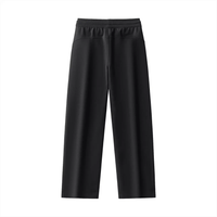 Black straight leg sweatpants with elastic waistband, minimalist design on white background