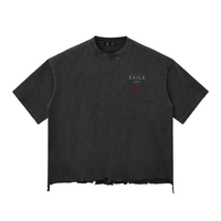 Villain by Wolvyn Apparel ‘Exile 002’ 340 GSM - Snow Wash Raw-Hem Boxy T-shirt - Wolvyn Apparel