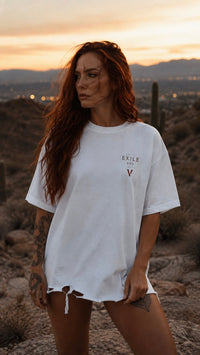 Villain by Wolvyn Apparel ‘Exile 002’ 340 GSM - Snow Wash Raw-Hem Boxy T-shirt - Wolvyn Apparel