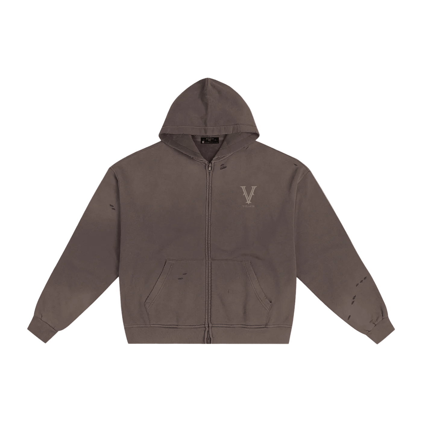 Villain by Wolvyn Apparel Hand-Frayed Sunfade Zip Hoodie - Wolvyn Apparel