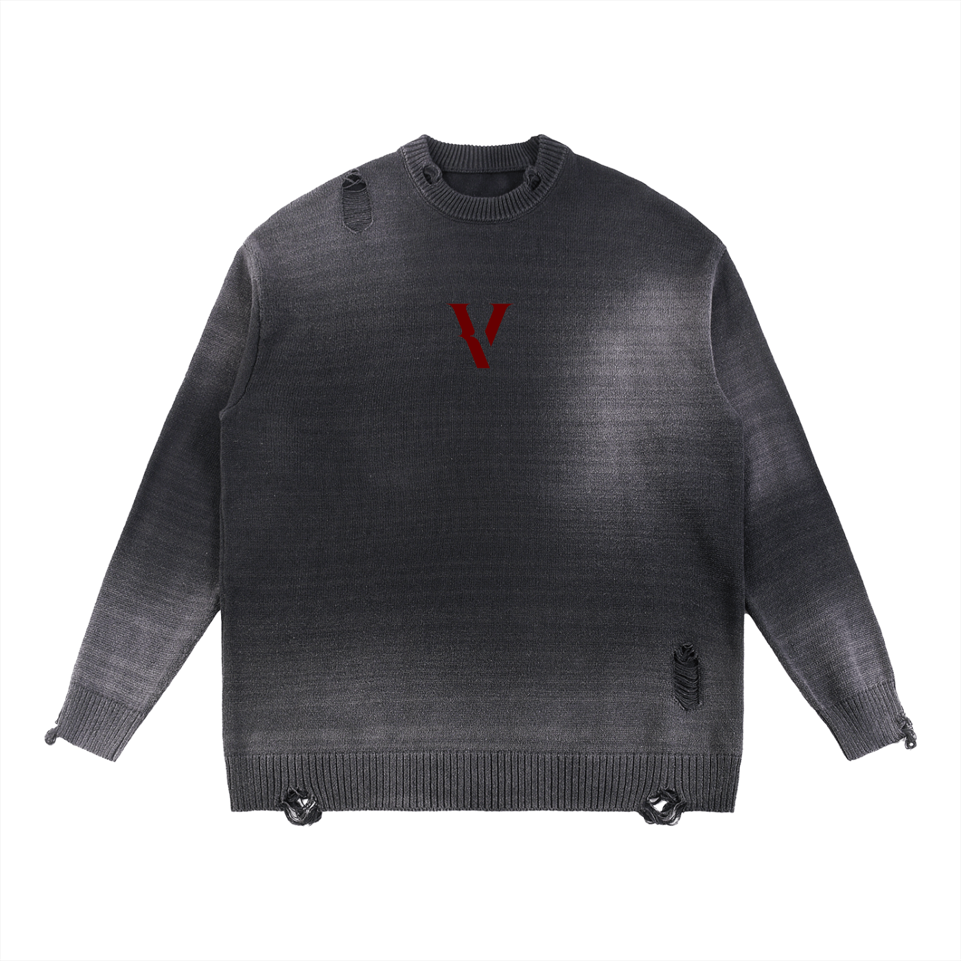 Villain by Wolvyn Sun Fade Distressed Ripped Crewneck sweater - Wolvyn Apparel