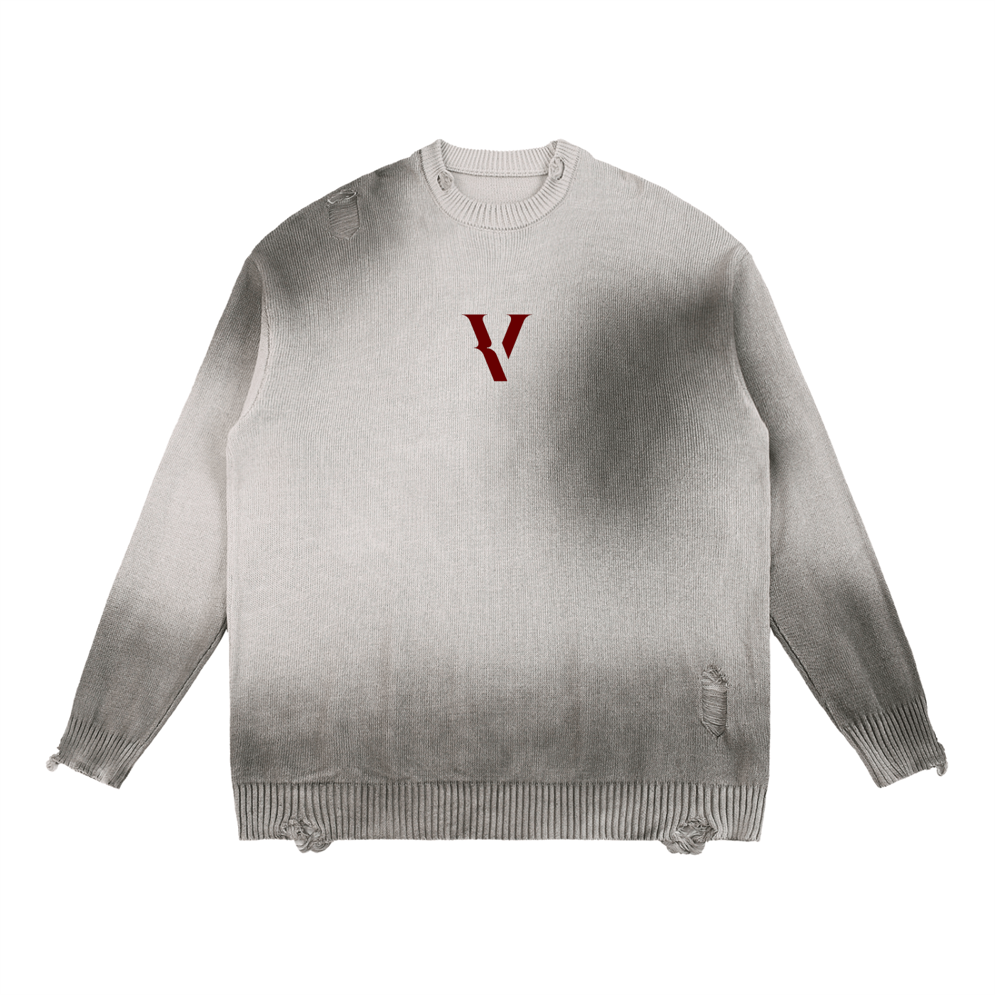 Villain by Wolvyn Sun Fade Distressed Ripped Crewneck sweater - Wolvyn Apparel