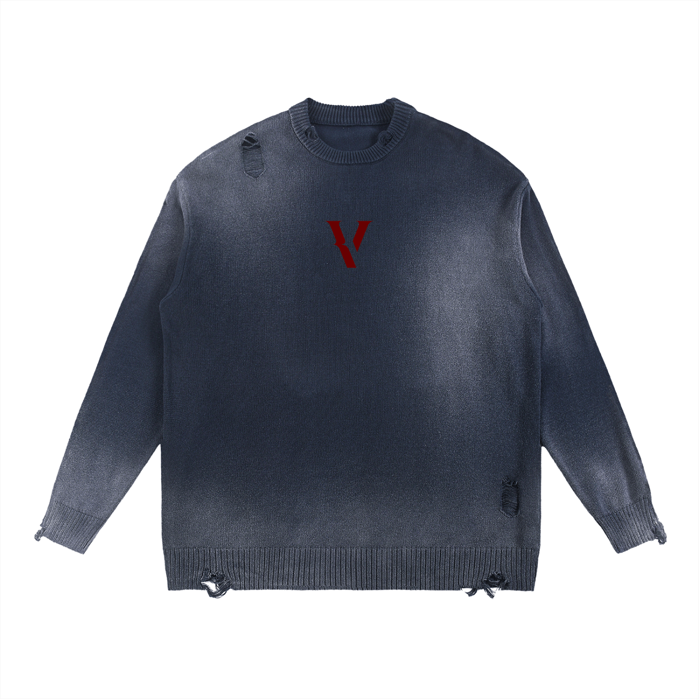 Villain by Wolvyn Sun Fade Distressed Ripped Crewneck sweater - Wolvyn Apparel