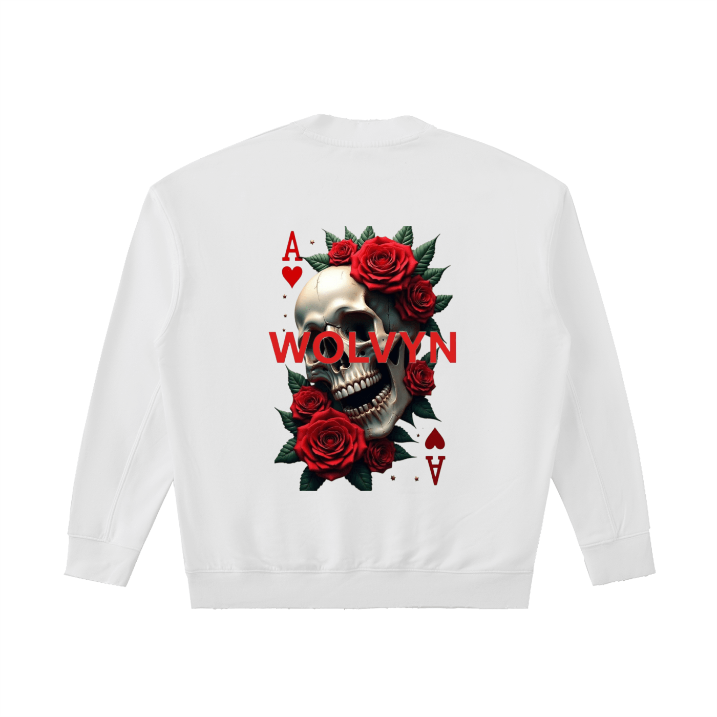 Wolvyn Ace of Roses Drop Shoulder Crewneck Sweatshirt - Wolvyn Apparel