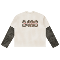 Wolvyn Apparel ‘0480’ Unisex Vintage Wash Leopard Paneled Layer T-Shirt - Wolvyn Apparel