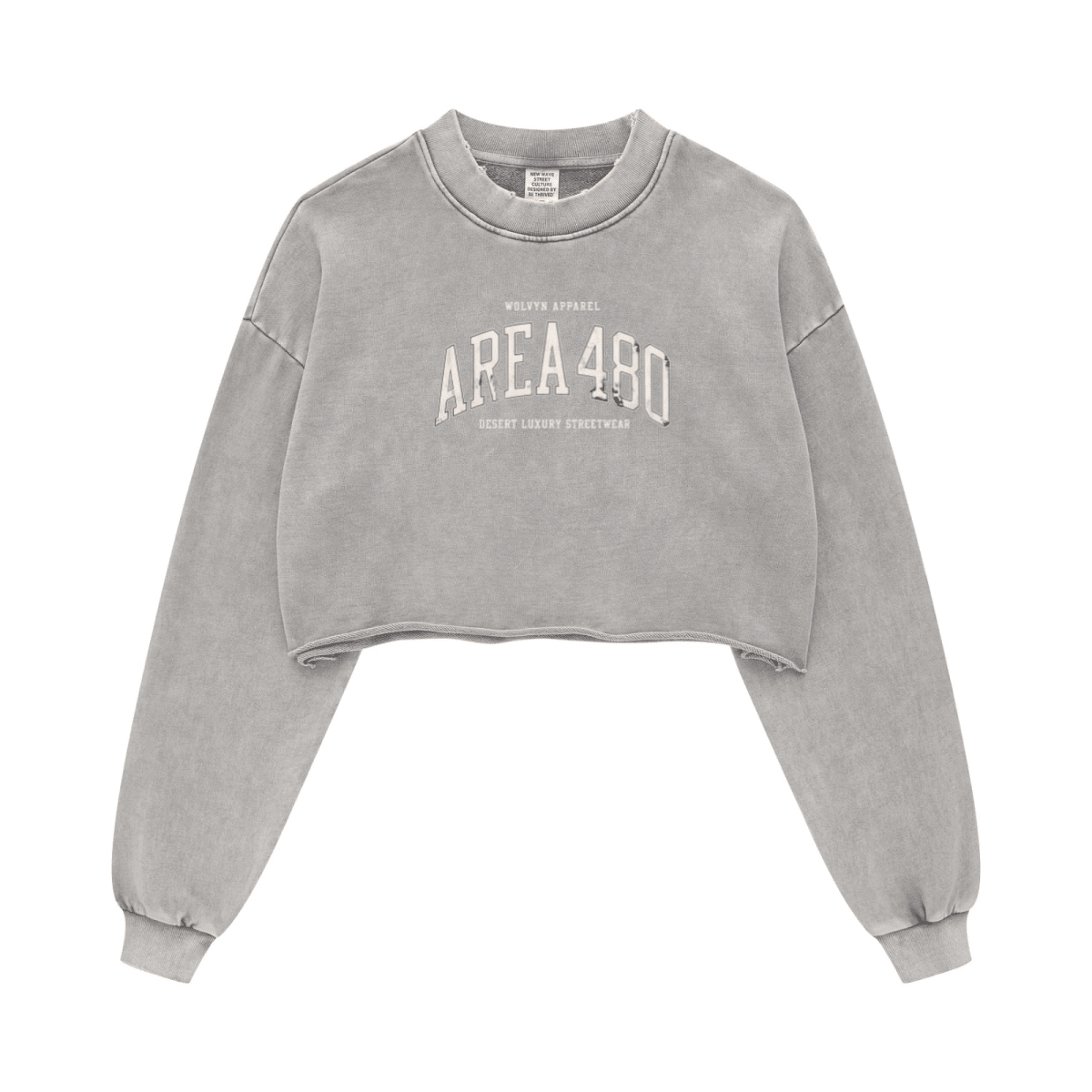 Wolvyn Apparel 380GSM Women’s Distressed Snow - Wash Raw - Hem Cropped Long sleeve - Wolvyn Apparel