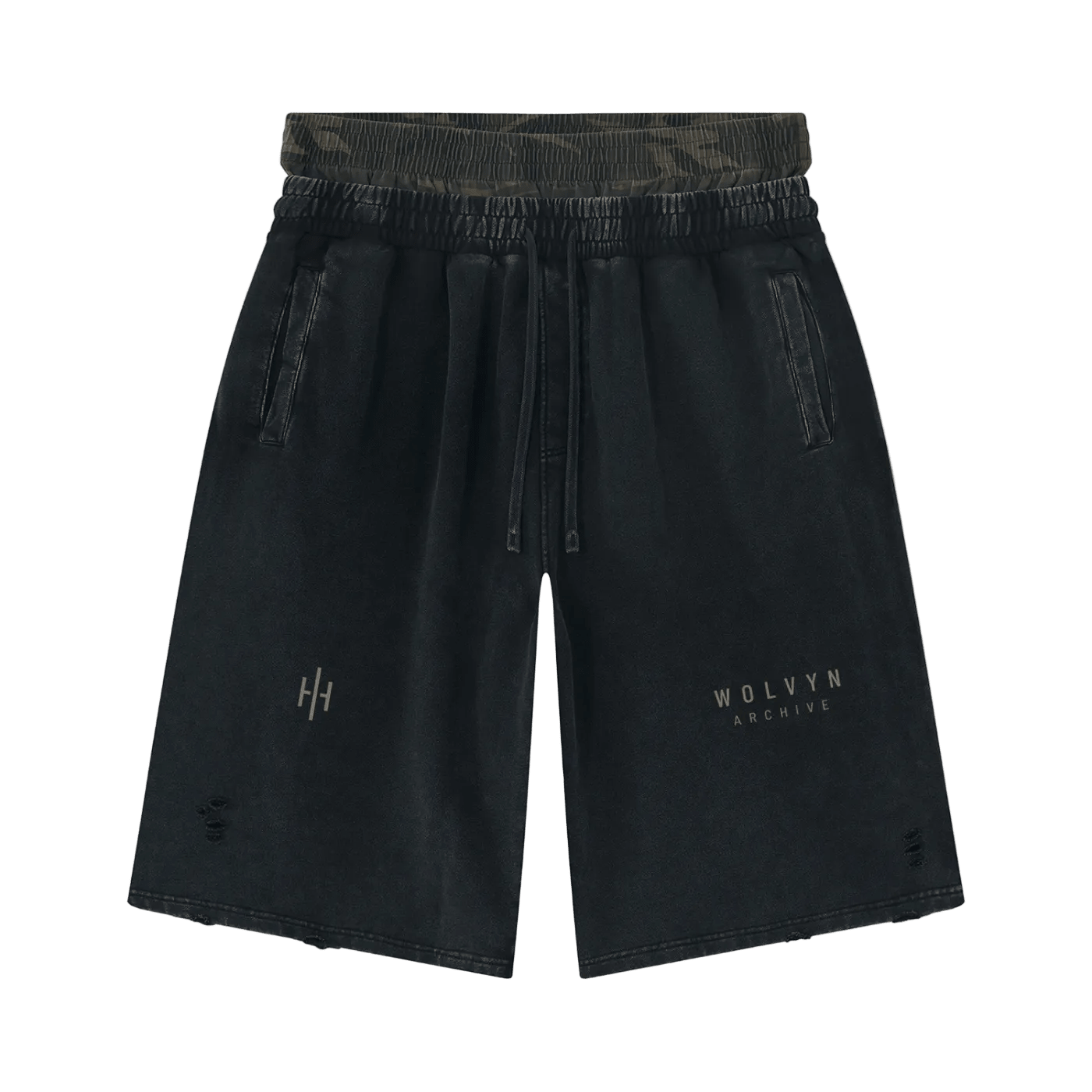Wolvyn Apparel ‘Archive’ Unisex Vintage Wash Distressed Wide Leg Shorts - Wolvyn Apparel