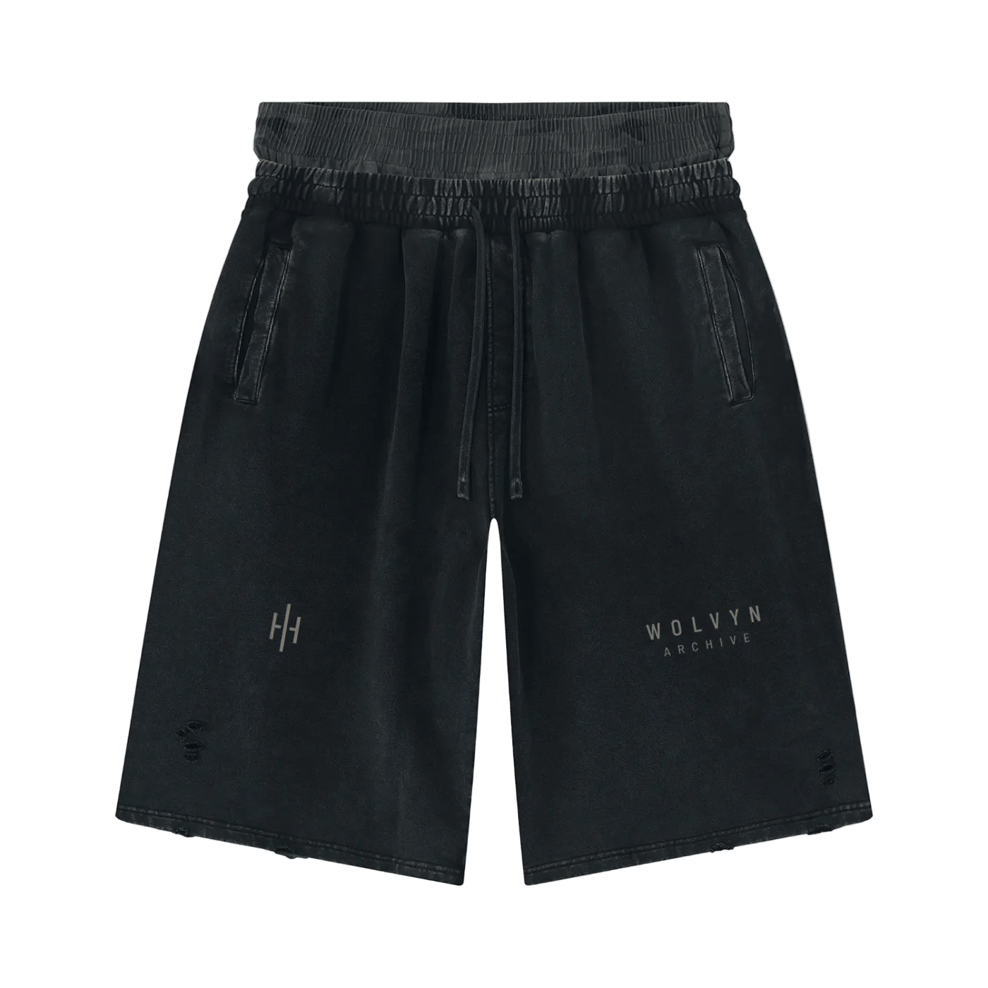 Wolvyn Apparel ‘Archive’ Unisex Vintage Wash Distressed Wide Leg Shorts - Wolvyn Apparel