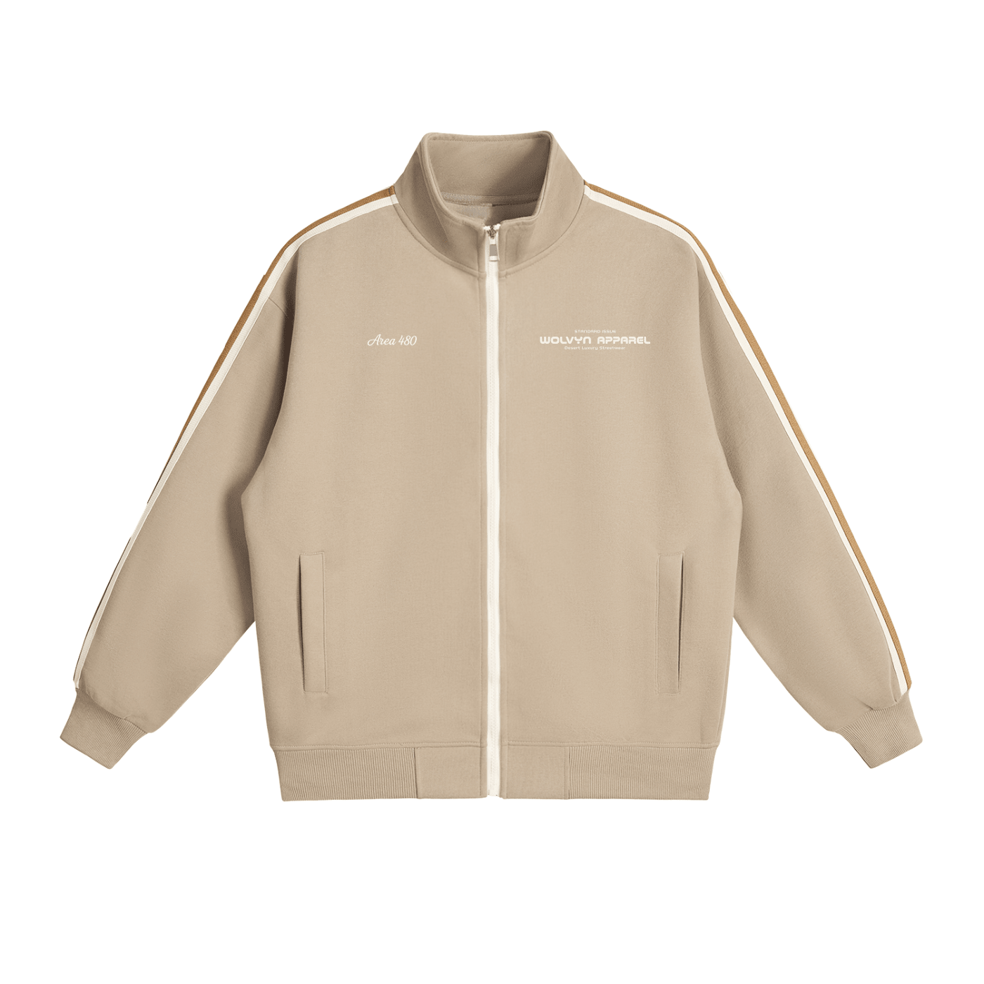 Wolvyn Apparel "Area 480" Contrast Side - Stripe Stand Collar Jacket - Wolvyn Apparel