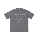 Wolvyn Apparel ‘Brand’ Vintage Wash Drop Shoulder T-shirt - Wolvyn Apparel