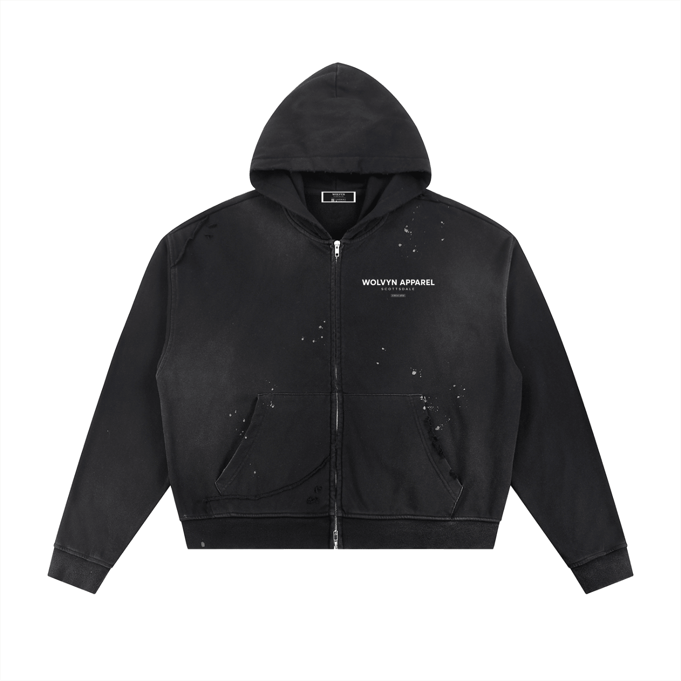 Wolvyn Apparel "Curated" Sun Fade Frayed Raw Edge Fleece Zip Hoodie - Wolvyn Apparel