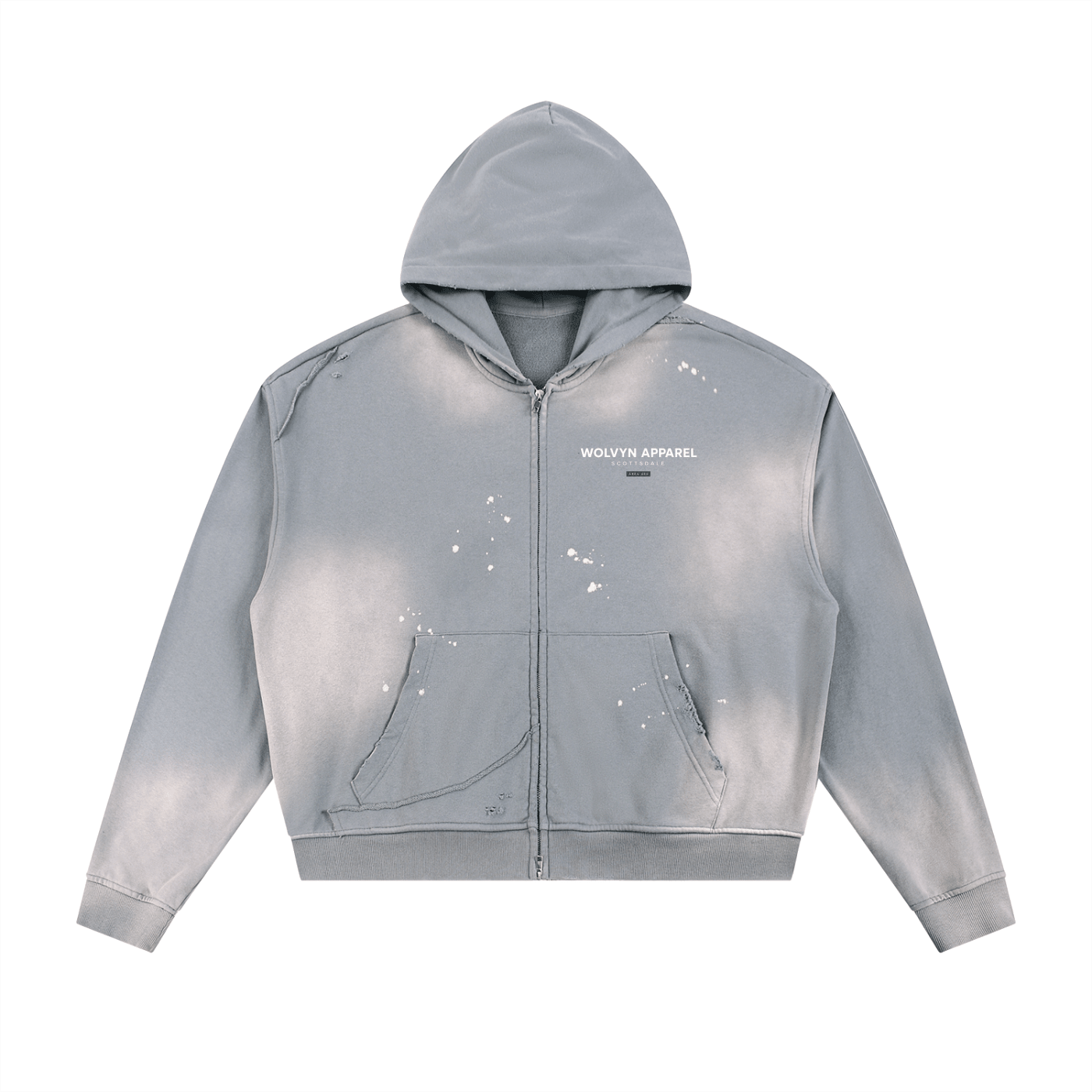 Wolvyn Apparel "Curated" Sun Fade Frayed Raw Edge Fleece Zip Hoodie - Wolvyn Apparel