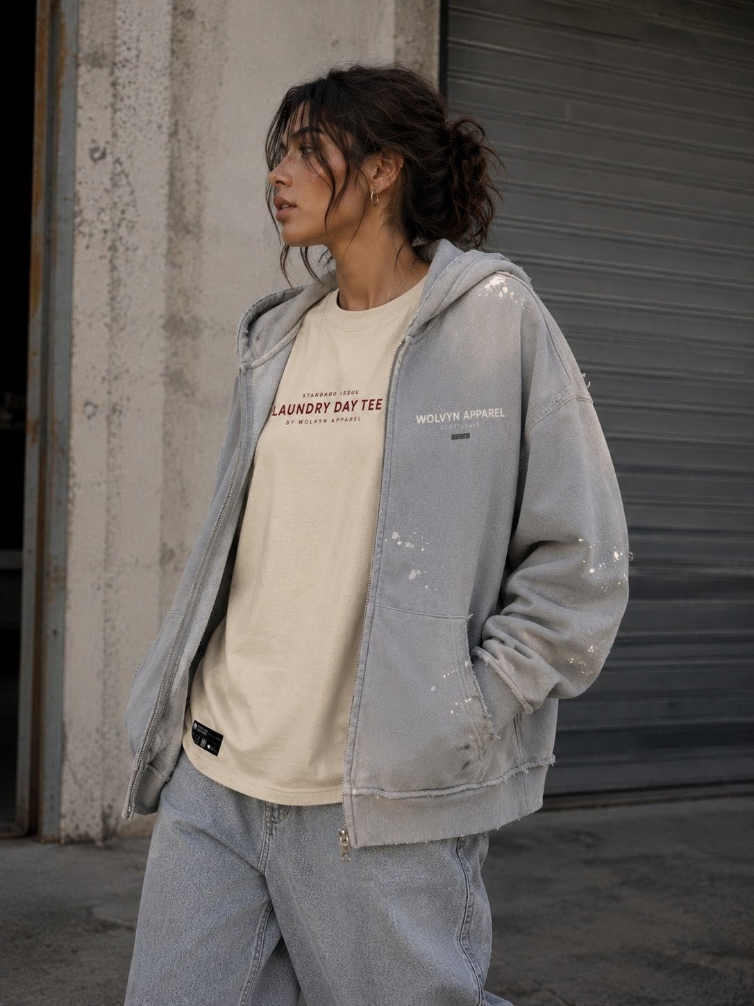 Wolvyn Apparel "Curated" Sun Fade Frayed Raw Edge Fleece Zip Hoodie - Wolvyn Apparel