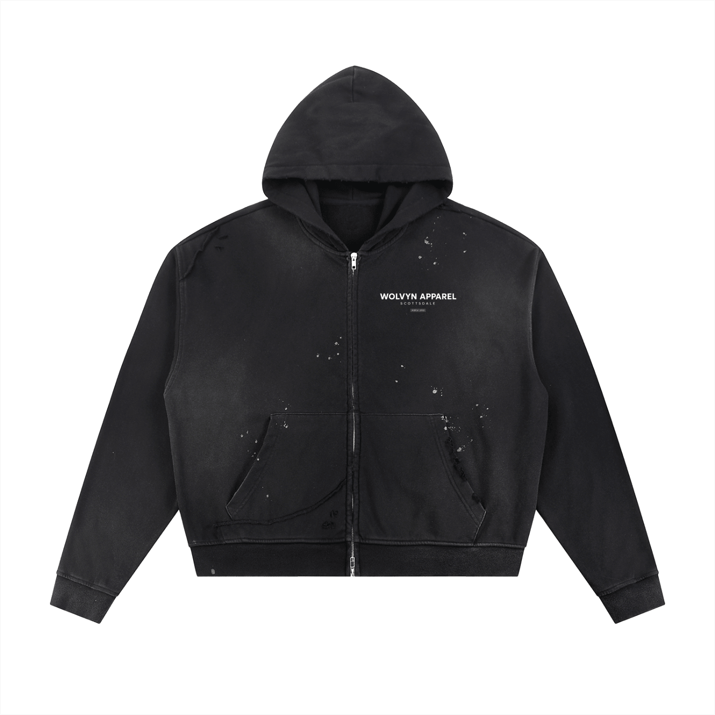 Wolvyn Apparel "Curated" Sun Fade Frayed Raw Edge Fleece Zip Hoodie - Wolvyn Apparel
