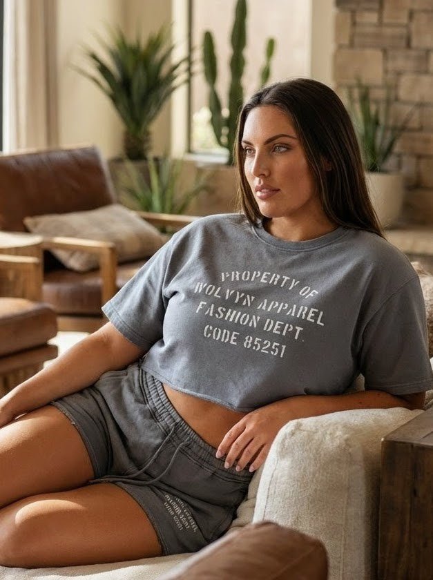 Wolvyn Apparel Fashion Department Snow Washed Raw Edge Crop Top - Wolvyn Apparel