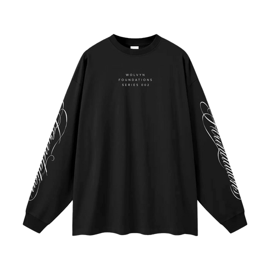 Wolvyn Apparel ‘Foundations 002’ Oversized Unisex Long Sleeve T-Shirt - Wolvyn Apparel