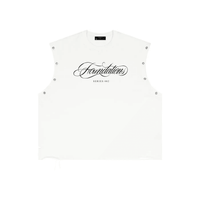 Wolvyn Apparel ‘Foundations Script’ Distressed Grommet Eyelet Tank Top - Wolvyn Apparel