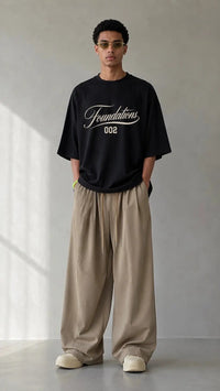 Wolvyn Apparel ‘Foundations Script’ Oversized Drop Shoulder T-Shirt - Wolvyn Apparel