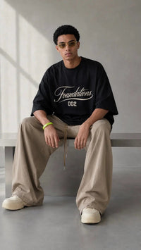 Wolvyn Apparel ‘Foundations Script’ Oversized Drop Shoulder T-Shirt - Wolvyn Apparel