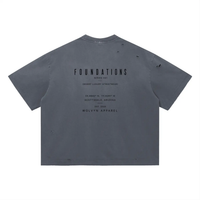 Wolvyn Apparel ‘Foundations Stone’ (Black Text) Vintage Washed Distressed Boxy Oversized T-Shirt - Wolvyn Apparel