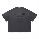 Wolvyn Apparel ‘Foundations Stone’ (Black Text) Vintage Washed Distressed Boxy Oversized T-Shirt - Wolvyn Apparel