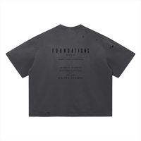 Wolvyn Apparel ‘Foundations Stone’ (Black Text) Vintage Washed Distressed Boxy Oversized T-Shirt - Wolvyn Apparel