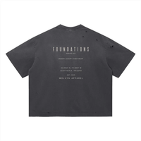 Wolvyn Apparel ‘Foundations Stone’ Vintage Washed Distressed Boxy Oversized T-Shirt - Wolvyn Apparel