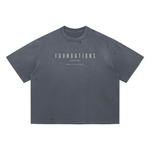 Wolvyn Apparel ‘Foundations Stone’ Vintage Washed Distressed Boxy Oversized T-Shirt - Wolvyn Apparel
