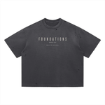 Wolvyn Apparel ‘Foundations Stone’ Vintage Washed Distressed Boxy Oversized T-Shirt - Wolvyn Apparel