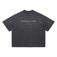 Wolvyn Apparel ‘Foundations Stone’ Vintage Washed Distressed Boxy Oversized T-Shirt - Wolvyn Apparel