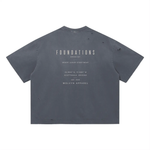 Wolvyn Apparel ‘Foundations Stone’ Vintage Washed Distressed Boxy Oversized T-Shirt - Wolvyn Apparel